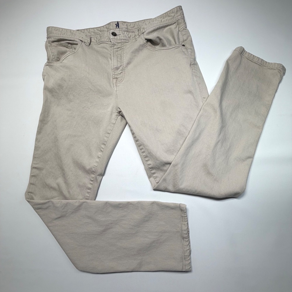 Johnnie-O Khaki Stretch Pants Men's 38x32 Tan Golf Casual‎ Flat Front